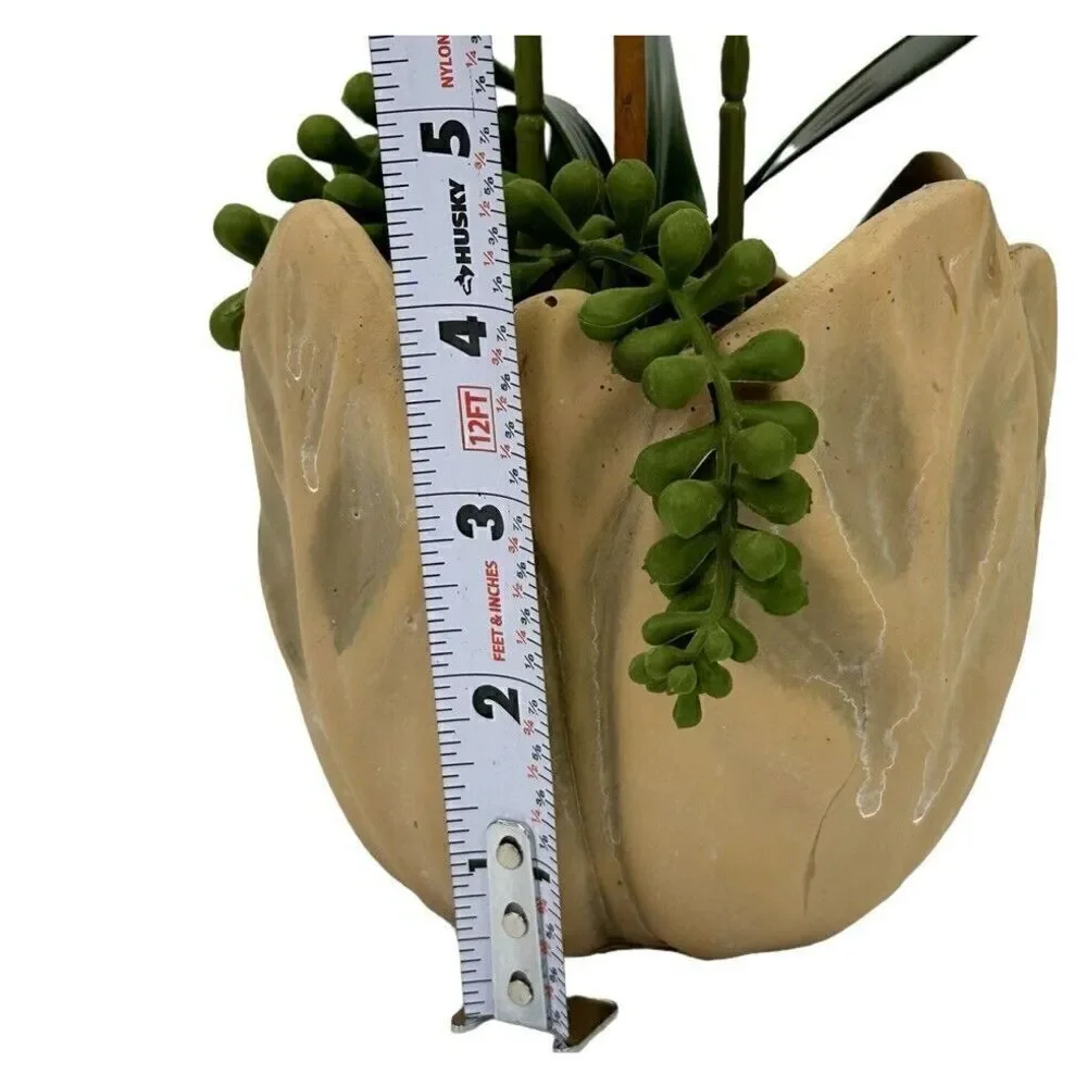 New Faux White 15 Inch Orchid In Ceramic Pot With Artificial Greenery